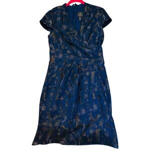 Adrianna Papell 4 Women's Knee Length Short Sleeve V-Neck Sheath Dress Cocktail